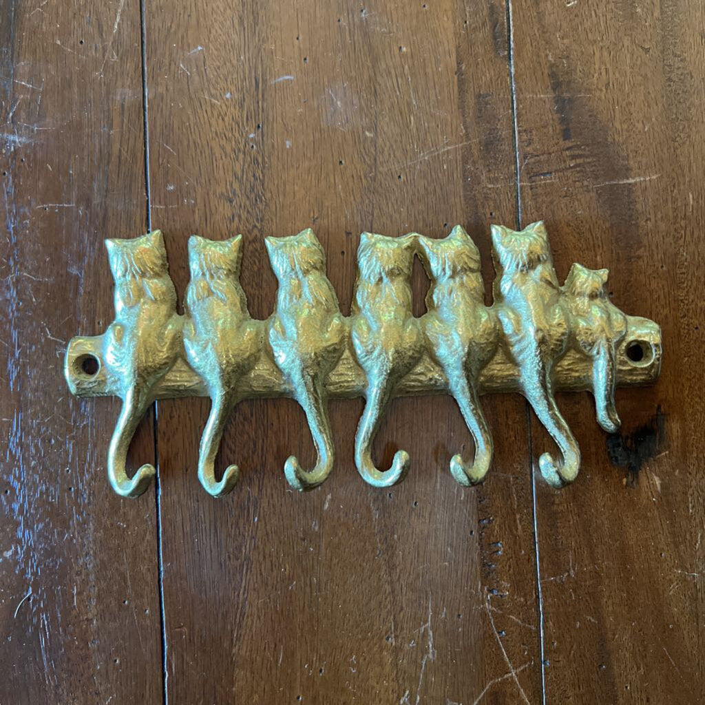 Vintage Brass Cat Key Holder