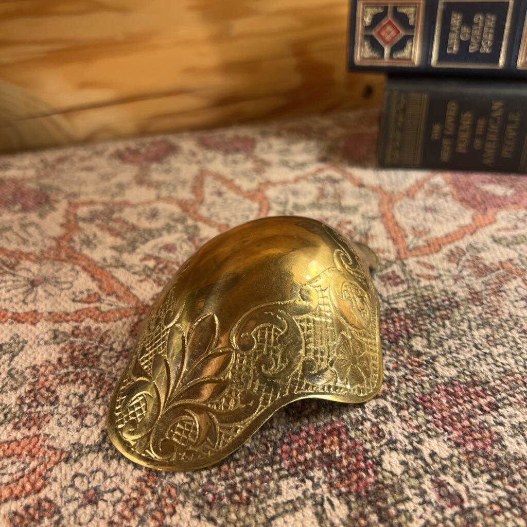 Vintage Floral Brass Engraved Art Dish