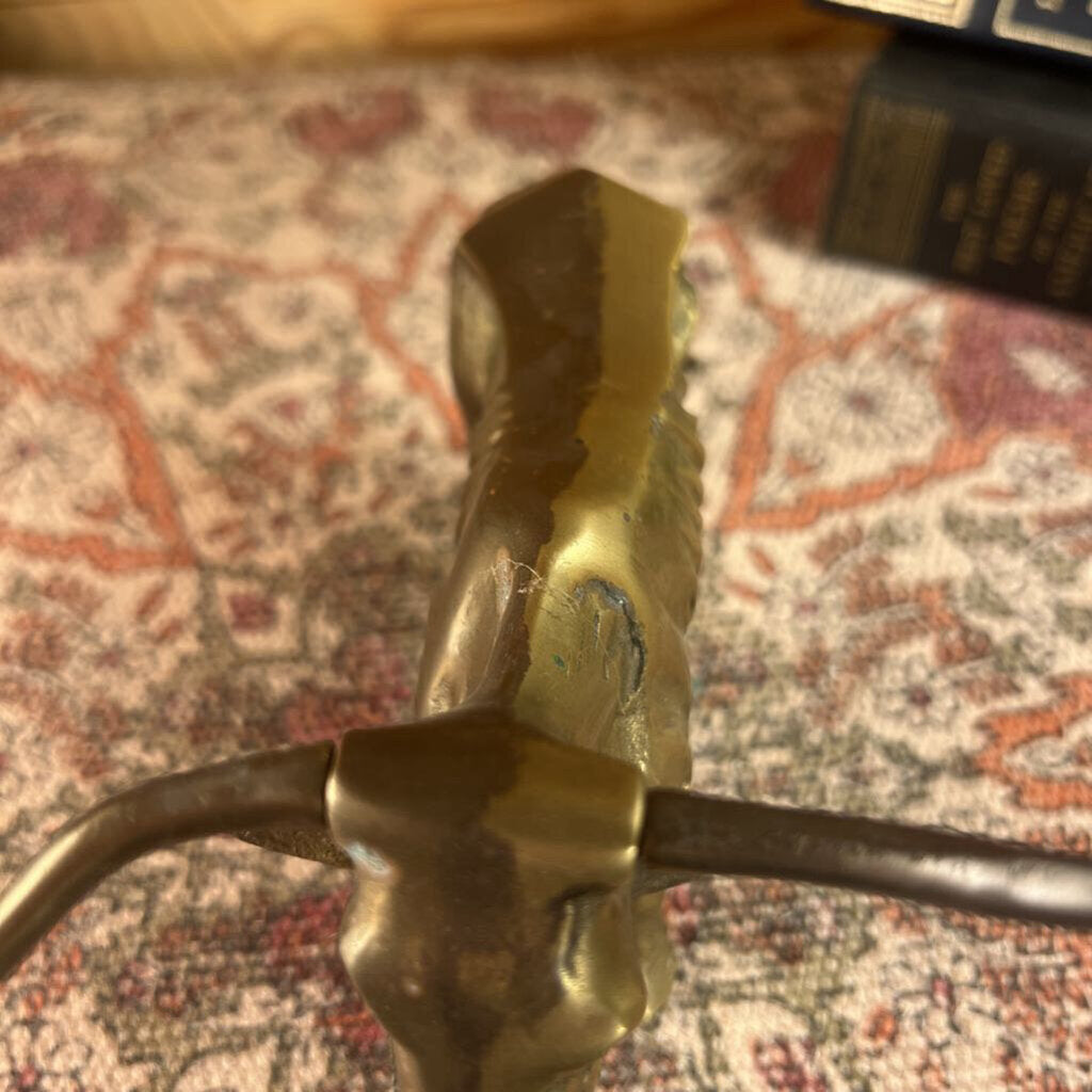 Vintage Solid Brass Longhorn Steer Figurine