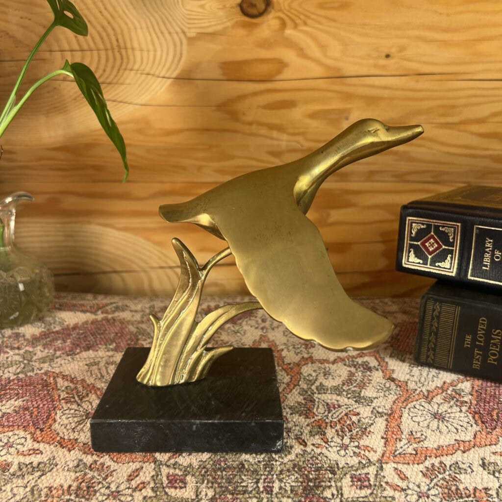 Vintage Enesco Brass Duck in Flight