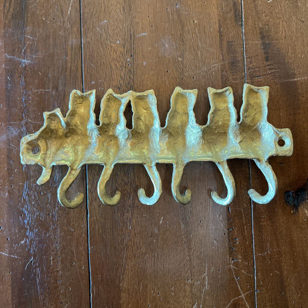 Vintage Brass Cat Key Holder