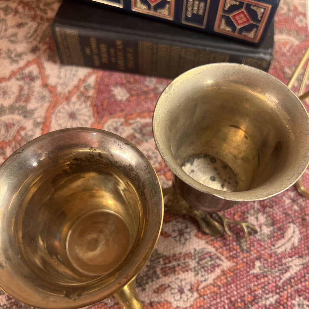 Vintage Brass Deer Stag Stirrup Cups Goblets Set of 2
