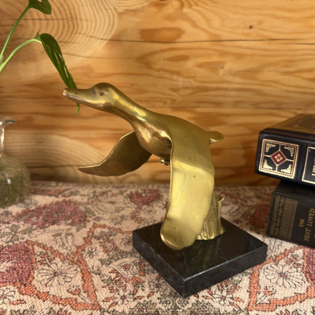 Vintage Enesco Brass Duck in Flight