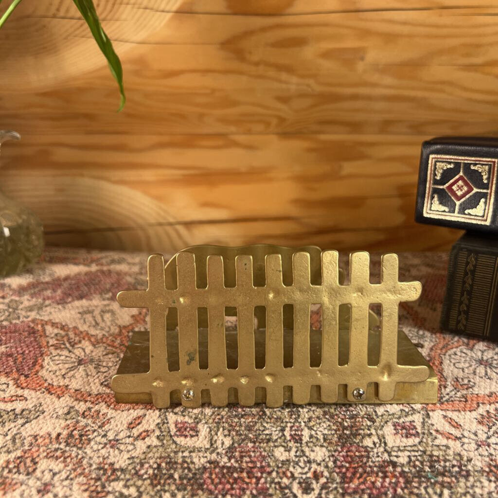 Vintage Brass Pig Farm Napkin Holder