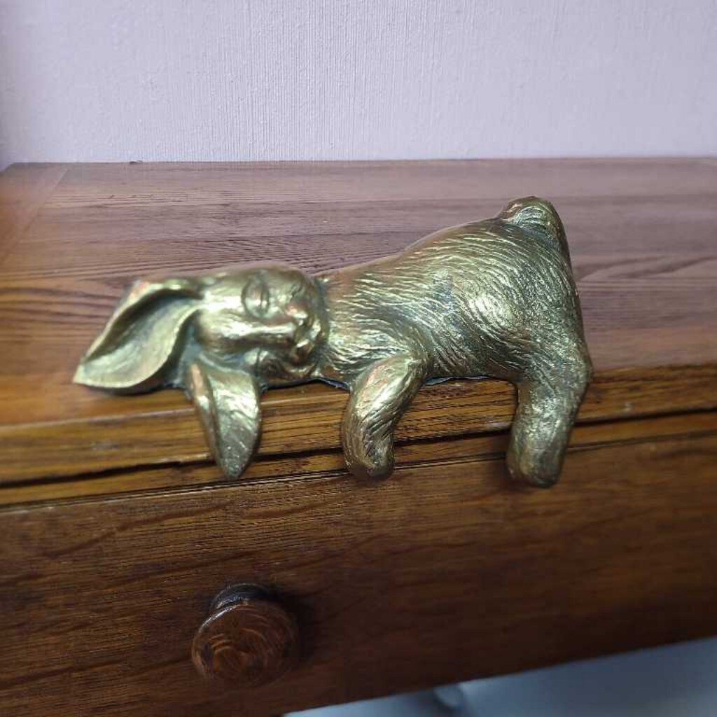 Brass Shelf Sitter Sleepy Bunny