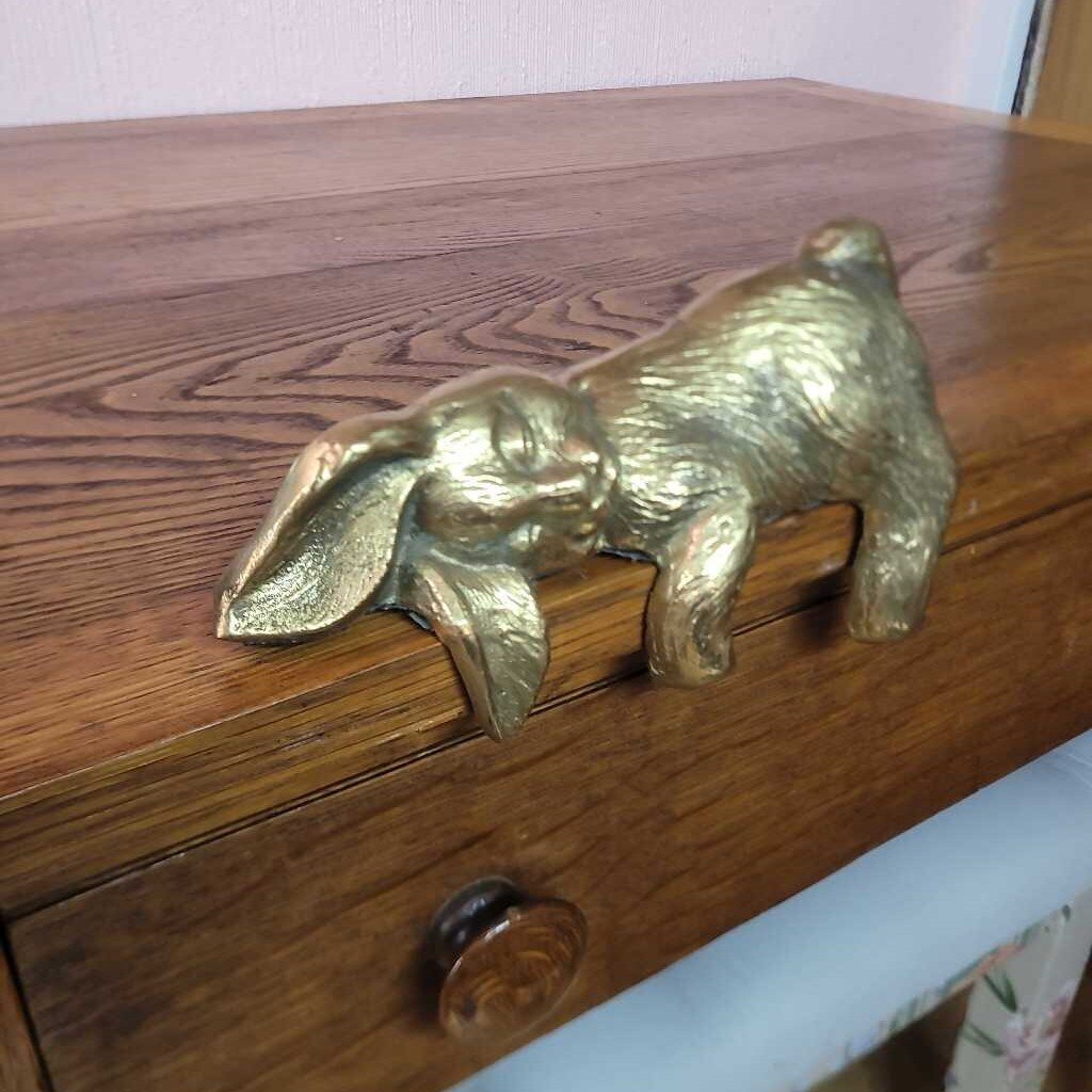 Brass Shelf Sitter Sleepy Bunny